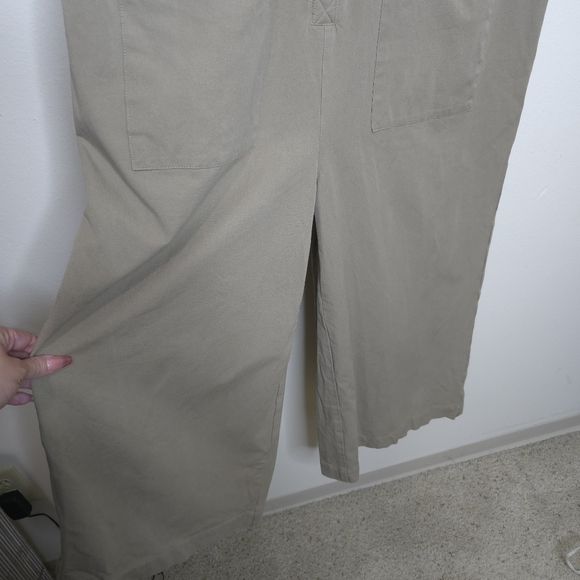 Universal Standard Beige Kate Stretch Cotton Twill Wide Leg Jumpsuit Size XL - Picture 6 of 10